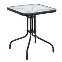 grudintas stiklas terasa - Lauko stalas ModernHome, skaidrus/juodas, 60 cm x 60 cm x 70 cm - 5 nuotrauka
