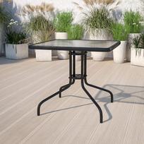 grudintas stiklas terasa - Lauko stalas ModernHome, skaidrus/juodas, 60 cm x 60 cm x 70 cm - 6 nuotrauka