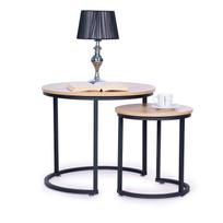 staliukas juodas apvalus - Kavos staliukų komplektas ModernHome Loft, ruda sp./juoda sp., 60 cm x 60 cm x 52 cm - 2 nuotrauka