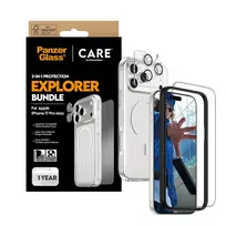 iphone 17 pro glass - PanzerGlass CARE 3-in-1 Flagship Explorer Bundle for iPhone 17 Pro Max - Permatomas (Transparent) - 2 nuotrauka