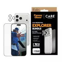 iphone 17 pro glass - PanzerGlass CARE 3-in-1 Flagship Explorer Bundle for iPhone 17 Pro Max - Permatomas (Transparent) - 5 nuotrauka
