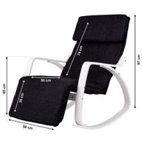 kreslas reguliuojamas - ModernHome Rocking Chair MSP1059, baltas/juodas, 70 cm x 58 cm x 97 cm - 2 nuotrauka