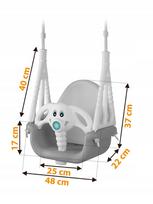 vaikiskos supynes - Vaikiškos sūpynės Ricokids 3in1 Drambliukas, pilka/balta (Gray/White) - 2 nuotrauka
