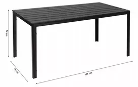 lauko stalai senukai - Lauko stalas ModernHome, juoda sp., 156 cm x 78 cm x 74 cm - 2 nuotrauka