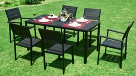 lauko stalai senukai - Lauko stalas ModernHome, juoda sp., 156 cm x 78 cm x 74 cm - 3 nuotrauka