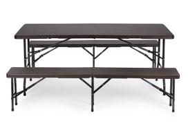 stalas lauko 180 - Lauko baldų komplektas ModernHome RZK-180B+2PCS RBK-18, juodas, 1-8 vietų - 5 nuotrauka
