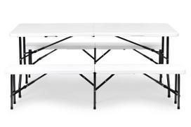 stalas lauko 180 - Lauko baldų komplektas ModernHome NZK-180S+2PCS BK-18, baltas, 1-8 vietų - 5 nuotrauka