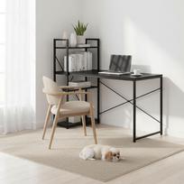kompiuteriu lentyna - Rašomasis stalas su lentyna ModernHome TH-SD-1, 120 cm x 60 cm, 120 cm, juoda sp. - 5 nuotrauka