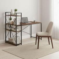 kompiuteriu lentyna - Rašomasis stalas su lentyna ModernHome TH-SD-15, 120 cm x 60 cm, 120 cm, juoda sp./tamsiai ruda sp. - 5 nuotrauka
