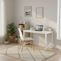 rasomasis stalas 60 - Rašomasis stalas ModernHome TH-RD-5, 120 cm x 60 cm, 75 cm, balta sp. - 3 nuotrauka