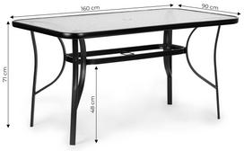 grudinto stiklo stalas - Lauko stalas MultiGarden, skaidri sp./juoda sp., 120 cm x 70 cm x 71 cm - 2 nuotrauka