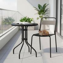 60 foteliukas - Lauko stalas MultiGarden Round, juodas (Black) - 7 nuotrauka