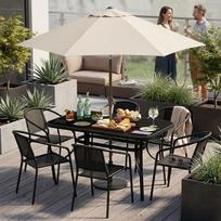 lauko stiklo stalas - Lauko stalas MultiGarden Rectangle, juoda sp., 120 cm x 70 cm x 71 cm - 5 nuotrauka