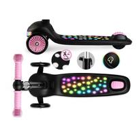 paspirtukas triratis - Ricokids Glowi LED triratis balansinis paspirtukas vaikams, juodas ir rožinis - 3 nuotrauka