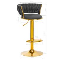 makiazo taburete - Baro kėdė 4Rico QS-B313a, aukso/pilka, 42 cm x 55 cm x 80 - 100 cm - 2 nuotrauka