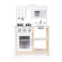 medine vaikiska virtuve - EcoToys Medinė vaikų virtuvėlė su orkaite ir maisto gaminimo priedais, balta TK040B-5 - 4 nuotrauka