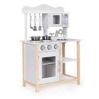 medine vaikiska virtuve - EcoToys Medinė vaikų virtuvėlė su orkaite ir maisto gaminimo priedais, balta TK040B-5 - 5 nuotrauka