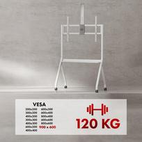 vezimelis su ratukais - Maclean TV stovas / vežimėlis su lentyna kamerai, ant ratukų, 55-100", maks. apkrova 120 kg/10 kg lentynai, maks. VESA 900x600, Baltas (White), MC-114 W - 3 nuotrauka
