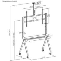 vezimelis su ratukais - Maclean TV stovas / vežimėlis su lentyna kamerai, ant ratukų, 55-100", maks. apkrova 120 kg/10 kg lentynai, maks. VESA 900x600, Baltas (White), MC-114 W - 6 nuotrauka