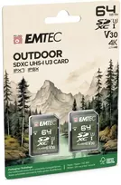 atminties kortele v30 - Emtec SD 64GB UHS-I U3 V30 Lauko 2 vnt. - 2 nuotrauka