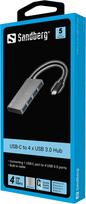 sandberg 136 - Sandberg USB-C iki 4 xUSB 3.0 Pocket Hub - 2 nuotrauka