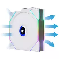 lian li uni argb fan - Lian Li UNI FAN TL Wireless LCD 120mm Balta (White) 3-pack - 4 nuotrauka