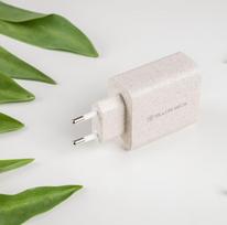usb c pakrovejas - Tellur Green 38W dual port charger Type-C PD20W   USB QC3.0, cream - 2 nuotrauka