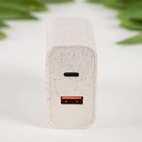 usb c pakrovejas - Tellur Green 38W dual port charger Type-C PD20W   USB QC3.0, cream - 4 nuotrauka