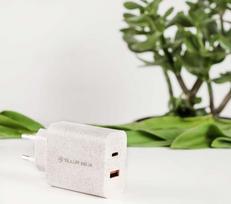 usb c pakrovejas - Tellur Green 38W dual port charger Type-C PD20W   USB QC3.0, cream - 5 nuotrauka