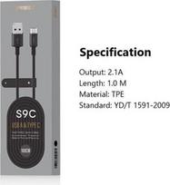 usb type c laidas 2 m - Orsen S9C USB A and Type C 2.1A 1m black - 2 nuotrauka