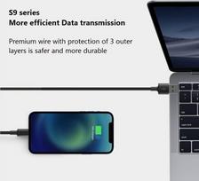 usb type c laidas 2 m - Orsen S9C USB A and Type C 2.1A 1m black - 3 nuotrauka