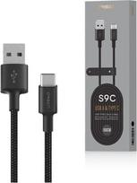 usb type c laidas 2 m - Orsen S9C USB A and Type C 2.1A 1m black - 6 nuotrauka