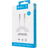 usb 100w laidas - SANDBERG USB-C>C USB 3.1 G2 100W 2M | 136-54 - 2 nuotrauka