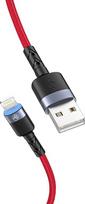 usb duomenu - Tellur Data cable USB to Lightning with LED Light, 3A, 1.2m red - 4 nuotrauka