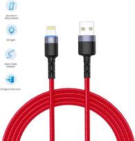 usb duomenu - Tellur Data cable USB to Lightning with LED Light, 3A, 1.2m red - 5 nuotrauka