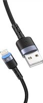 usb duomenu - Tellur Data cable USB to Lightning LED, Nylon Braided, 1.2m black - 4 nuotrauka