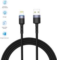 usb duomenu - Tellur Data cable USB to Lightning LED, Nylon Braided, 1.2m black - 5 nuotrauka