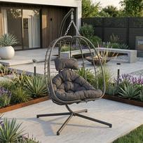 pakabinamos supynes - Pakabinamas krėslas Home4you GRANVIN, tamsiai pilka (Dark Grey) - 2 nuotrauka