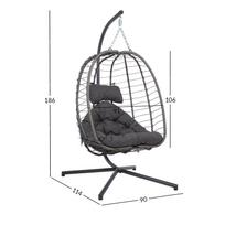 pakabinamos supynes - Pakabinamas krėslas Home4you GRANVIN, tamsiai pilka (Dark Grey) - 3 nuotrauka