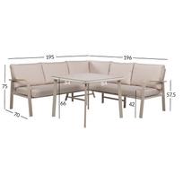 geliu staliukas - Lauko baldų komplektas UPLAND Stalas ir kampinė sofa Smėlio - 3 nuotrauka