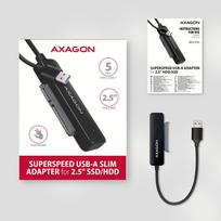 sata 3 kabelis - AXAGON ADSA-FP2A USB-A 5Gbps SLIM adapteris 2.5" SSD/HDD (Juodas) - 3 nuotrauka
