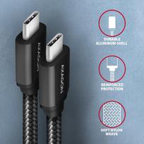 usb type c laidas 2 m - Axagon BUCM3-CM10AB USB-C – USB-C 3.2 Gen 1 laidas, 1m, PD 60W, 3A, pynė, Juodas (Black) - 7 nuotrauka