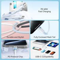 vention usb c 1m - CABLE USB-C TO USB-C/1M BLUE TRDSF VENTION - 11 nuotrauka