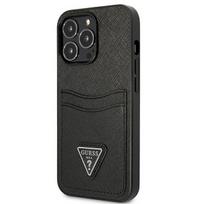 deklas iphone 13 guess - Guess "Saffiano Double Card Case iPhone 13 Pro" Black - 2 nuotrauka