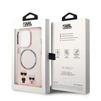 telefono deklas iphone 14 pro max - Karl Lagerfeld "Karl and Choupette Aluminium Magsafe iPhone 14 Pro Max" Pink - 2 nuotrauka