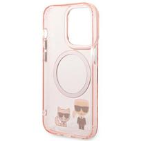 telefono deklas iphone 14 pro max - Karl Lagerfeld "Karl and Choupette Aluminium Magsafe iPhone 14 Pro Max" Pink - 3 nuotrauka