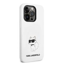 iphone 14 silikoninis deklas - Karl Lagerfeld "Silicone Choupette iPhone 14 Pro" White - 4 nuotrauka