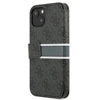 iphone 13 mini deklas - Guess "GUBKP13S4GDGR PU 4G Printed Stripe Book Case iPhone 13 Mini" Grey - 5 nuotrauka