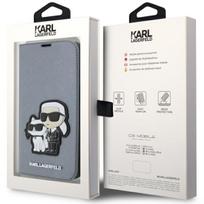 telefono deklas iphone 14 pro max - Karl Lagerfeld "Saffiano Karl & Choupette Book Case iPhone 14 Pro Max" Silver - 2 nuotrauka