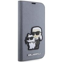 telefono deklas iphone 14 pro max - Karl Lagerfeld "Saffiano Karl & Choupette Book Case iPhone 14 Pro Max" Silver - 4 nuotrauka